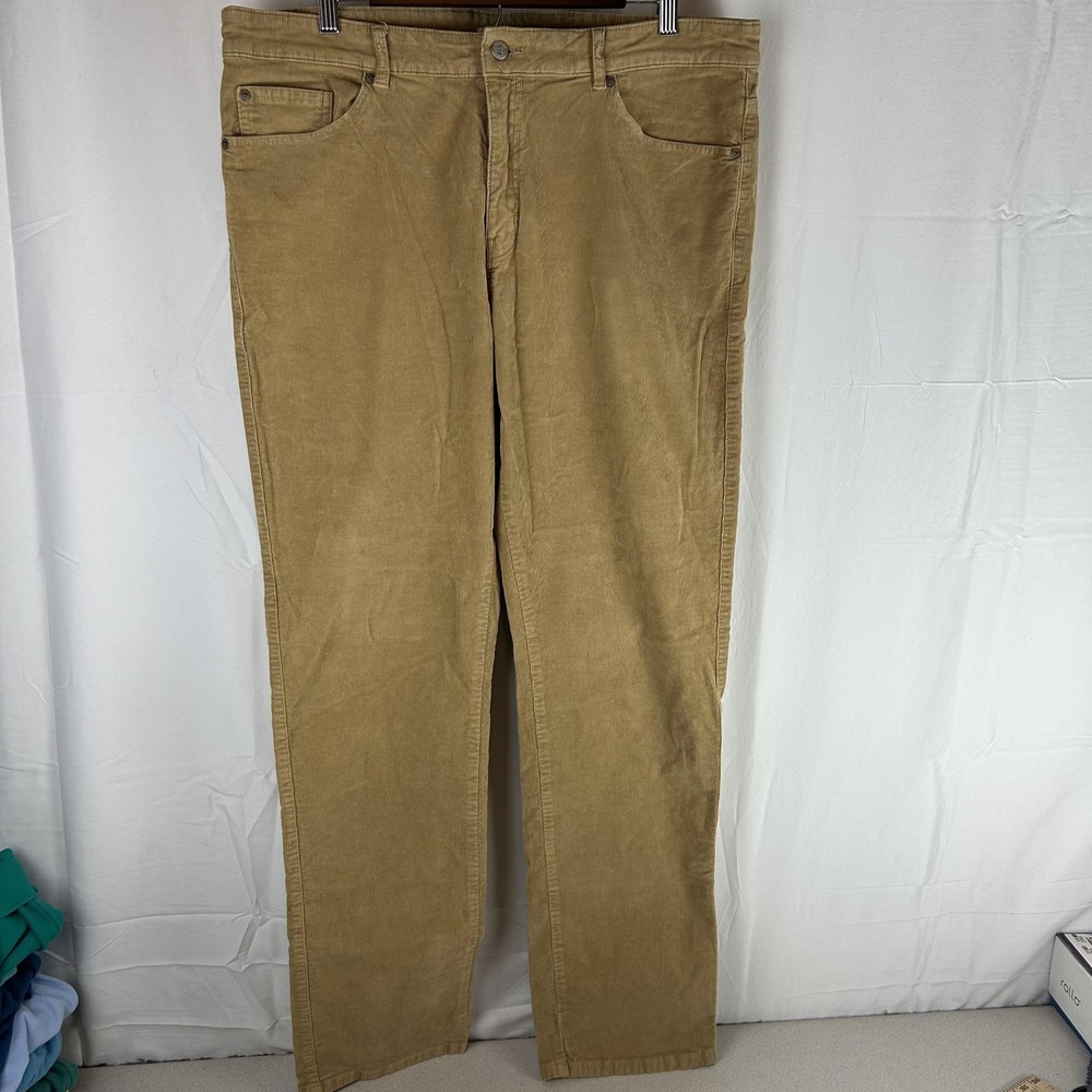 Peter Millar Pants Mens 38x33 Khaki Beige Corduroy Stretch Straight Casual